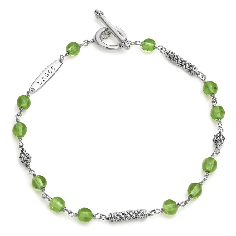 fashionable watches for men with leather bands-Caviar Icon Peridot Beaded Bracelet