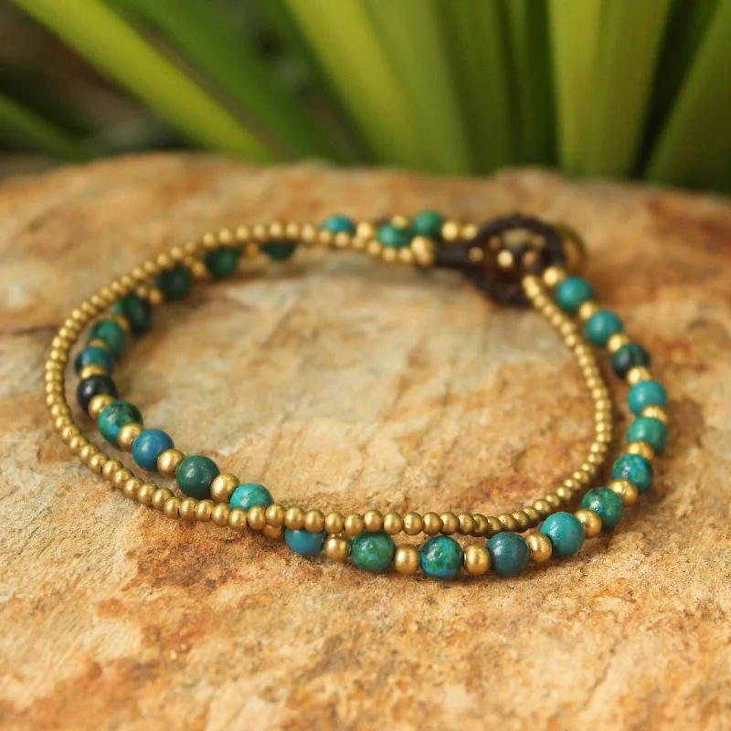 men’s watches with sport function-Dazzling Green Harmony Serpentine and Brass Beaded Bracelet