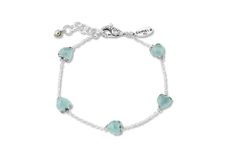 watches for women with silver bands-Glow Heart Bracelet- Aquamarine