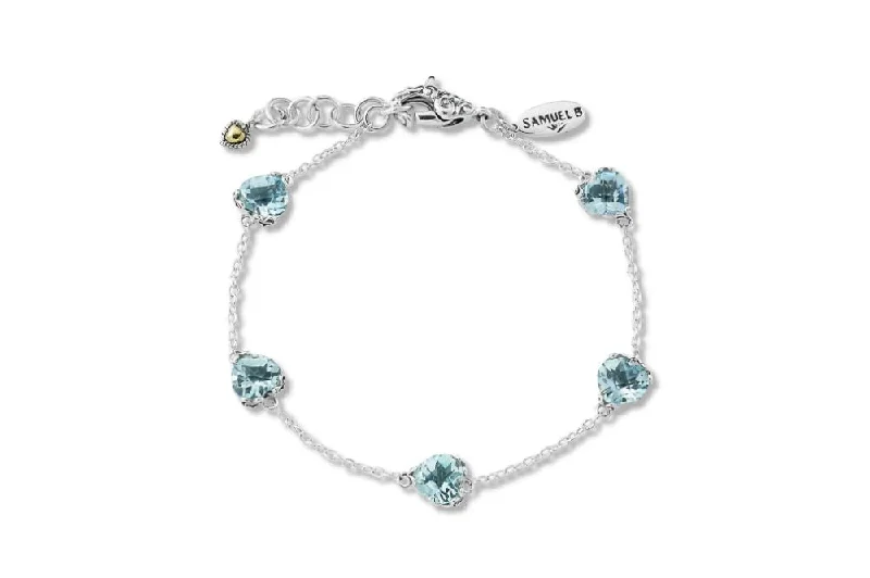 stainless steel watches with date function-Glow Heart Bracelet- Blue Topaz