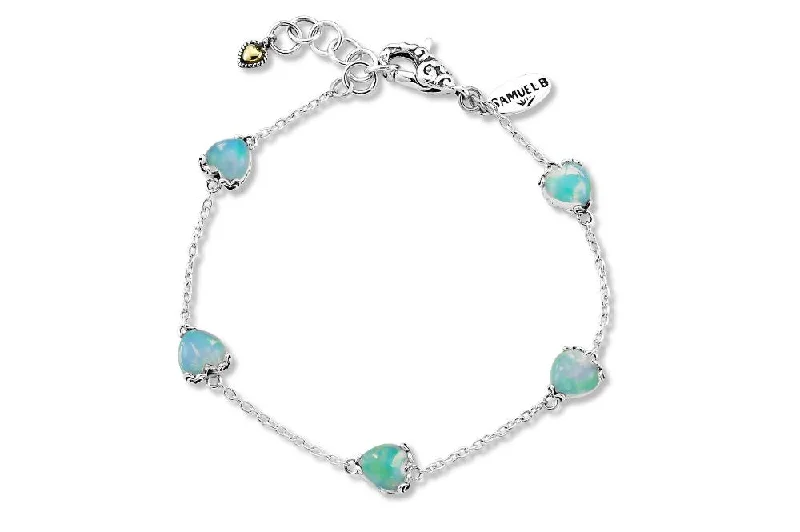 durable military watches for women-Glow Heart Bracelet- Opal