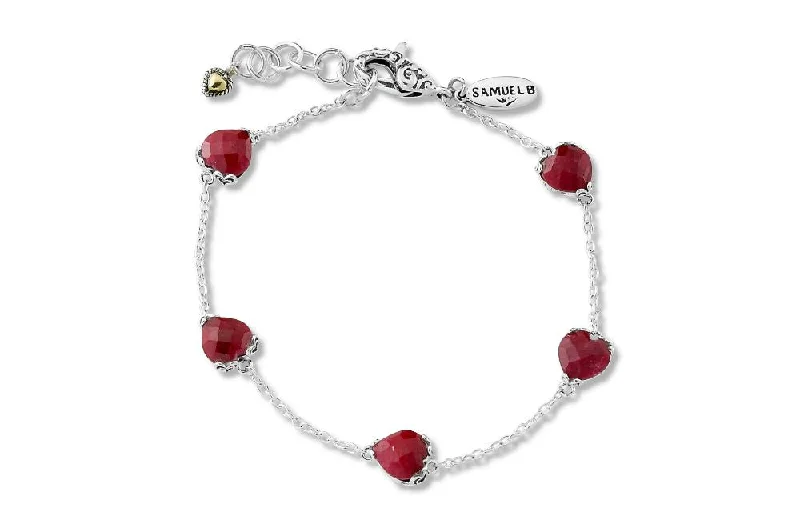 elegant women’s watches with crystals-Glow Heart Bracelet- Ruby