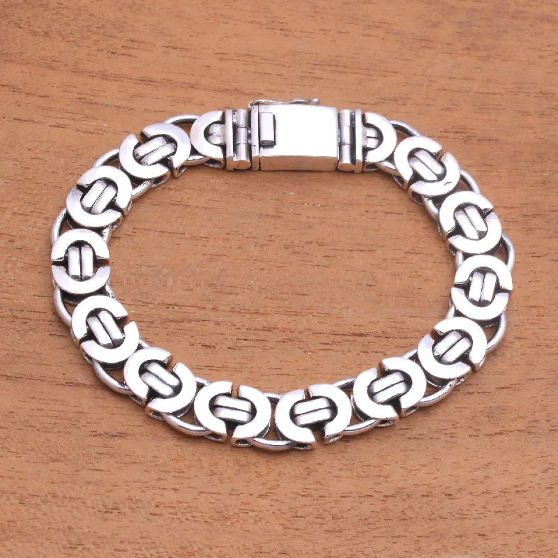 watches for men with date, time, and chronograph-Mariner Beauty Sterling Silver Mariner Chain Bracelet from Bali