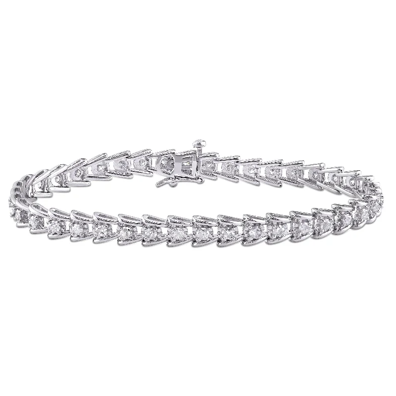 men’s watches with leather bands and minimalistic design-Miadora 2ct TDW Round-Cut Diamond Tennis Bracelet in Sterling Silver - White