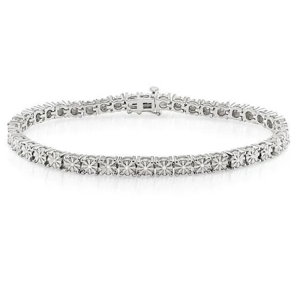 stylish watches with smooth stainless steel bands-Miadora Sterling Silver 1/4ct TDW Diamond Bracelet