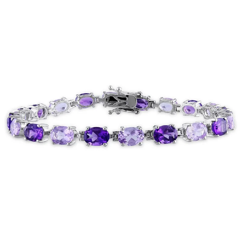 best watches for women-Miadora Sterling Silver 14ct TGW Amethyst and Rose de France Bracelet