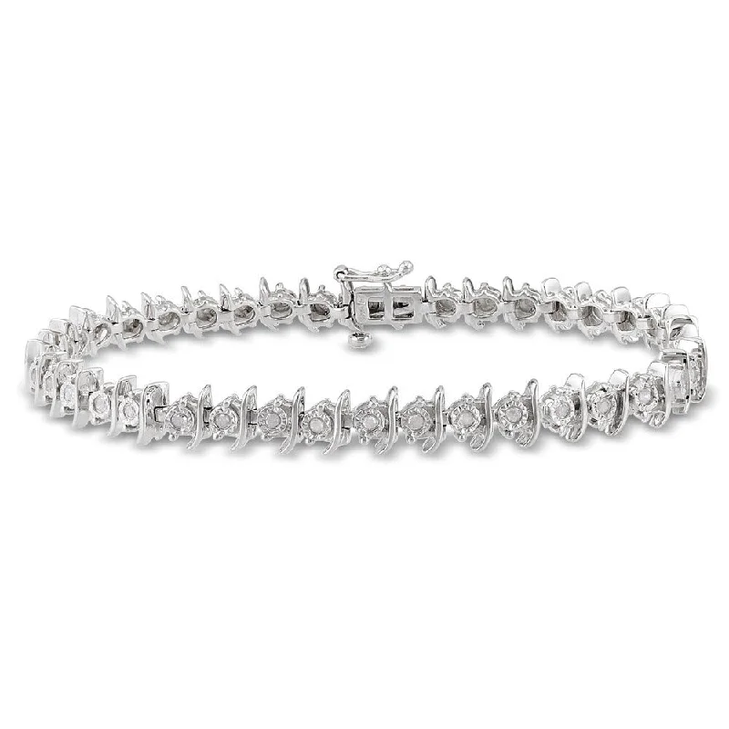 watches for women with adjustable band lengths-Miadora Sterling Silver 2/5ct TDW Diamond Bracelet