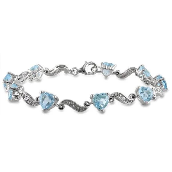 trendy smartwatches for men with advanced capabilities-Miadora Sterling Silver Blue Topaz and Diamond Accent Bracelet