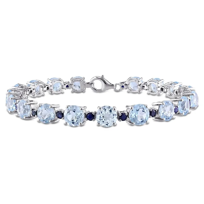 swiss made watches for men-Miadora Sterling Silver Blue Topaz and Sapphire Bracelet