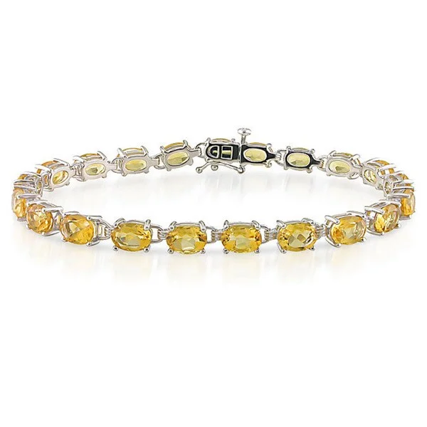 stylish wrist watches for men-Miadora Sterling Silver Prong-set Citrine Link Bracelet (21 Stones)