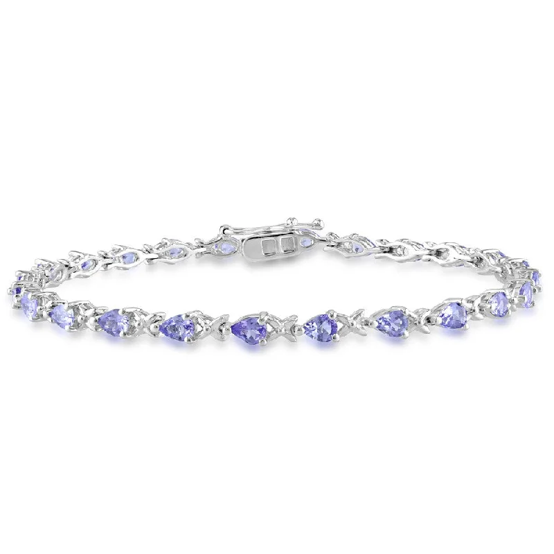 stylish watches with multi-functional features for men-Miadora Sterling Silver Tanzanite Tennis-style Bracelet