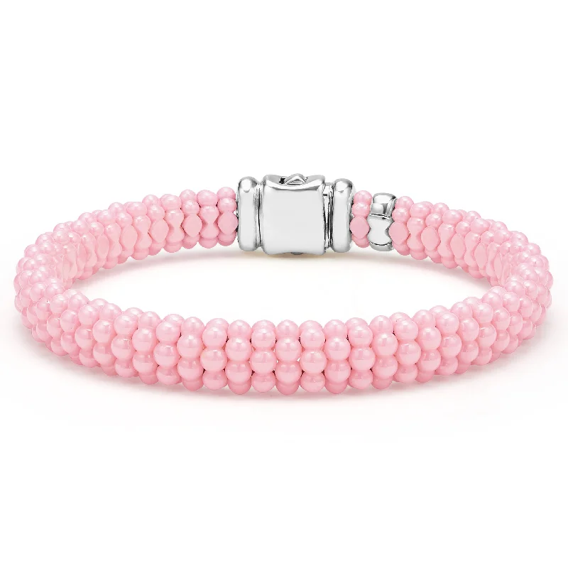 smartwatches with sport modes for athletes-Pink Caviar Ceramic Beaded Bracelet | 9mm