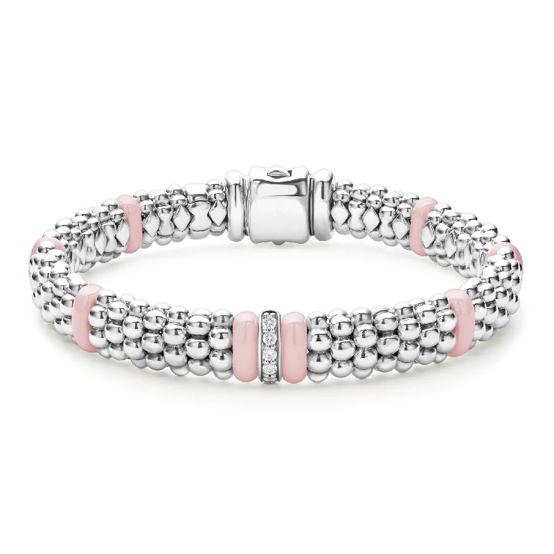 elegant watches for corporate professionals-Pink Caviar Single Station Diamond Caviar Bracelet | 9mm