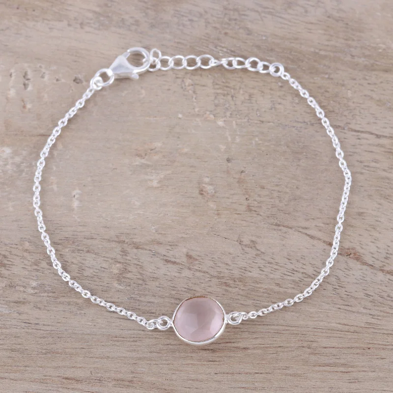 best watches for gym workouts-Pink Night Adjustable Rose Quartz Pendant Bracelet from India