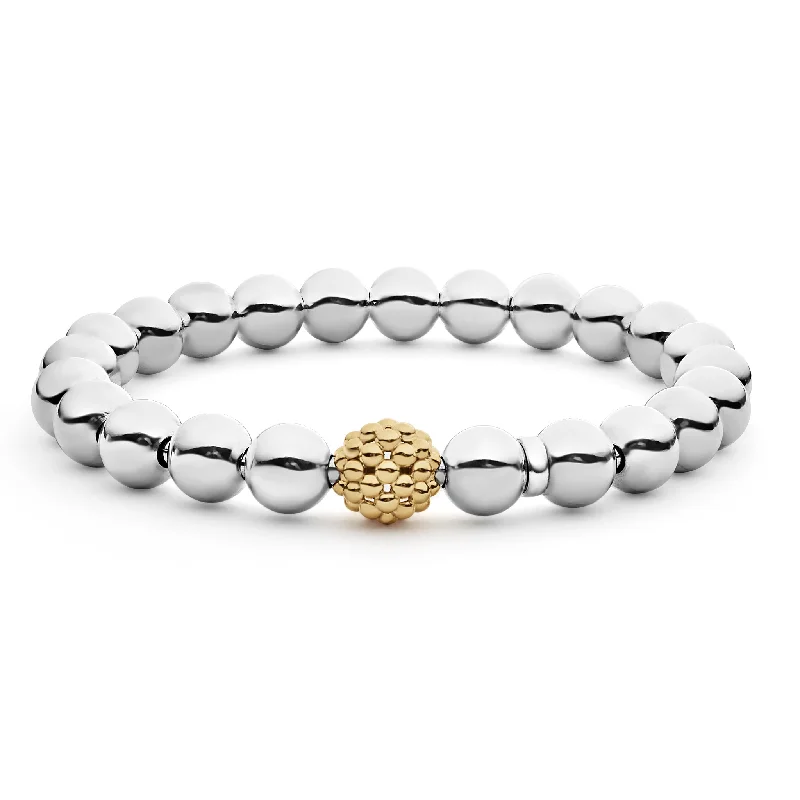 fashionable watches with gem embellishments-Signature Caviar Two-Tone Stretch Bead Bracelet