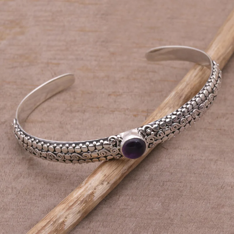 best gift watches for men-Swirling Altar Amethyst and Sterling Silver Cuff Bracelet from Bali