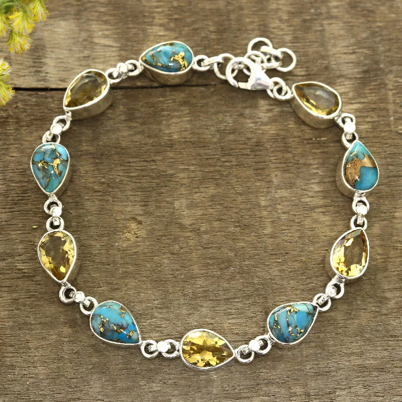 watches for professionals with business style-Tears of India Citrine Link Bracelet from India