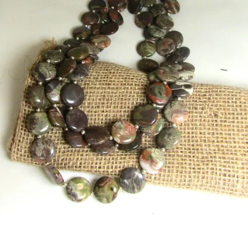 birthstone charm necklace for gifts-Rainforest Jasper Gemstone Necklace Multi-strand