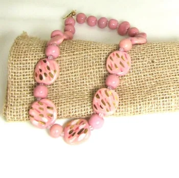 unique pendant for personalized gifts-Handmade Kazuri Bead Necklace in Pink Fair Trade Bead