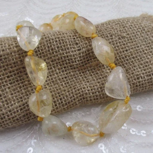 trendy silver pendant for modern look-Big Graduating Citrine Beaded Necklace Pastel Yellow