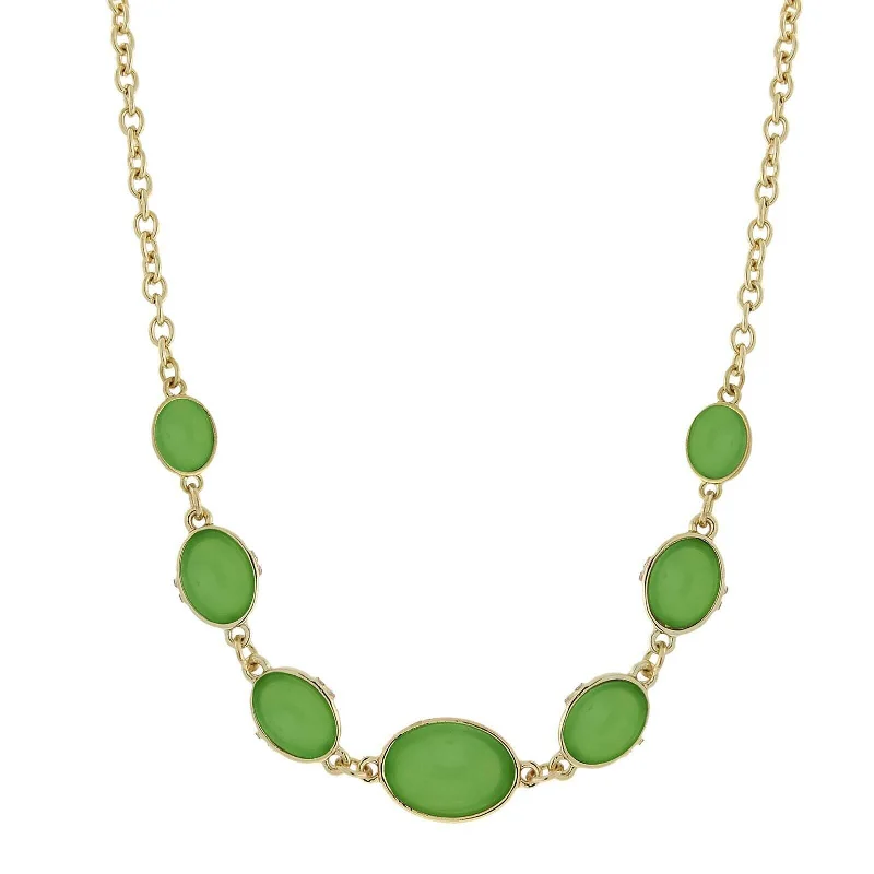 personalized pendant necklace-2028 Jewelry Green Cabachon Collar Necklace 16" + 3" Extender