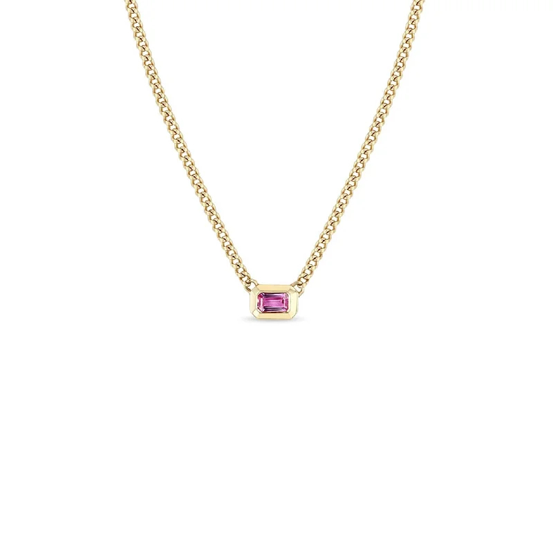 infinity heart necklace for her-Bezel Set Pink Sapphire Necklace