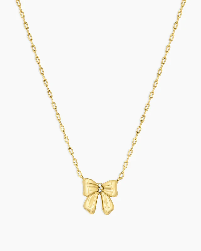 flower pendant necklace for women-Bow Necklace