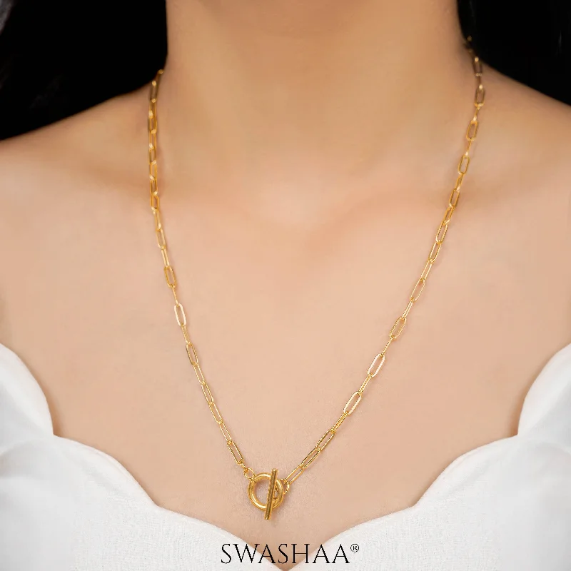 fashion statement chain necklace-Daina 18K Gold Plated Necklace