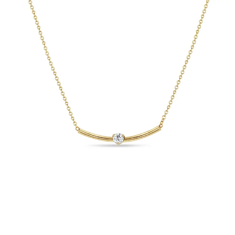 engraved pendant necklace for her-Diamond Curved Bar Necklace