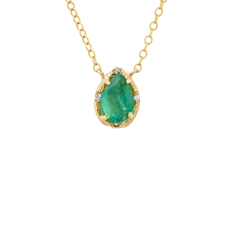 golden necklace for wedding day-Emerald Teardrop Necklace