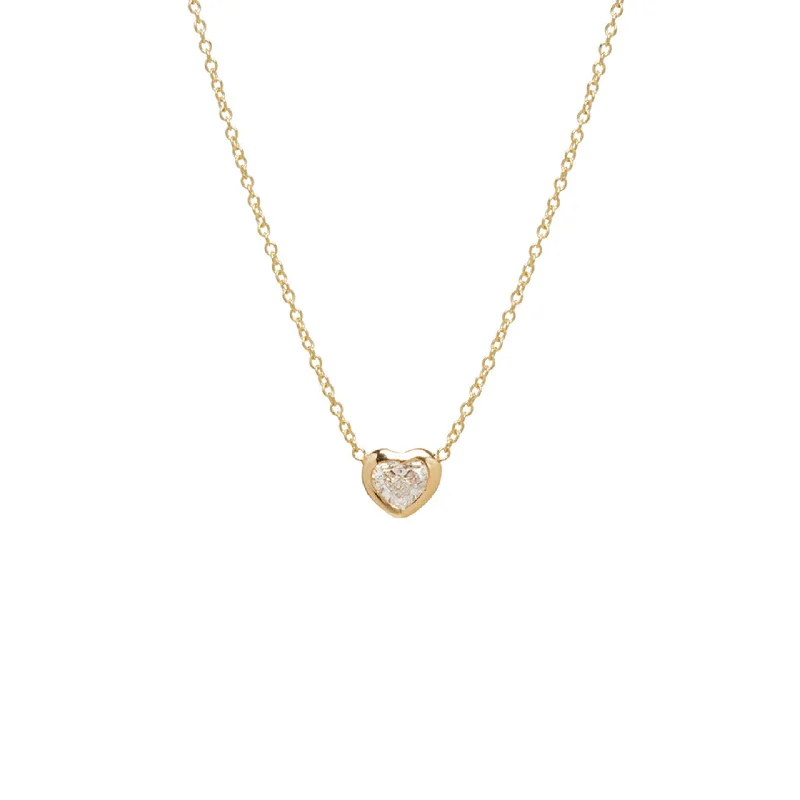 bohemian style silver necklace-Floating Diamond Heart Necklace