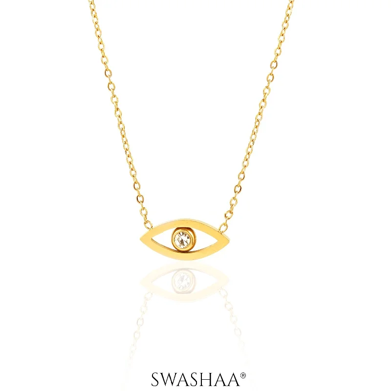 stunning silver necklace for fashion-Hollow Eye 18K Gold Plated Necklace