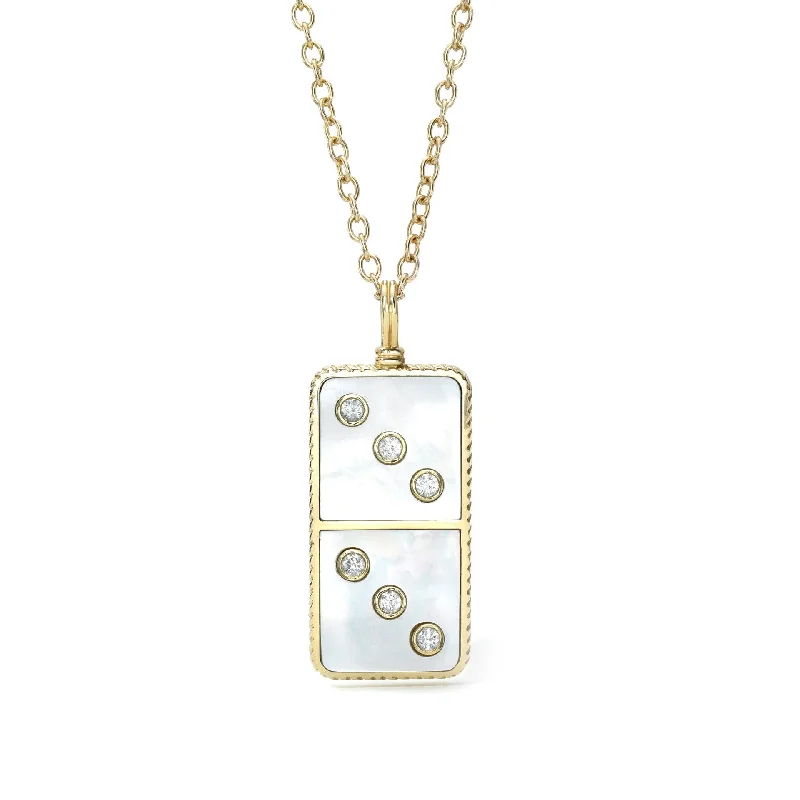 crystal teardrop pendant necklace-Mother Of Pearl Domino Necklace