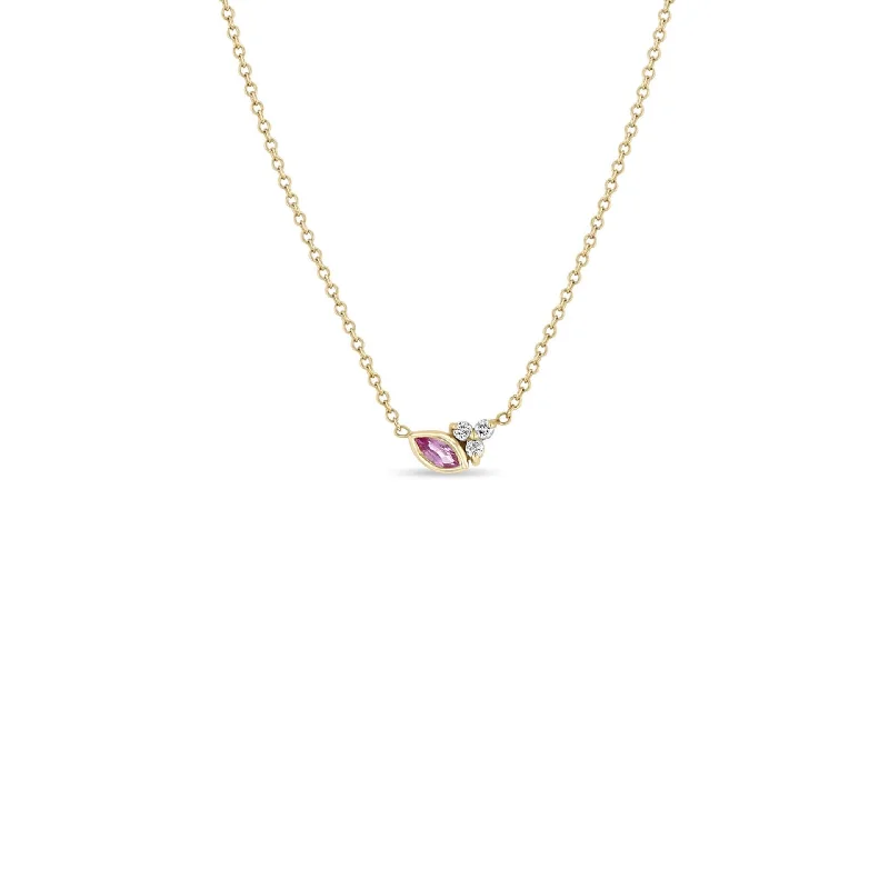 stylish crystal necklace-Pink Sapphire and Diamond Necklace