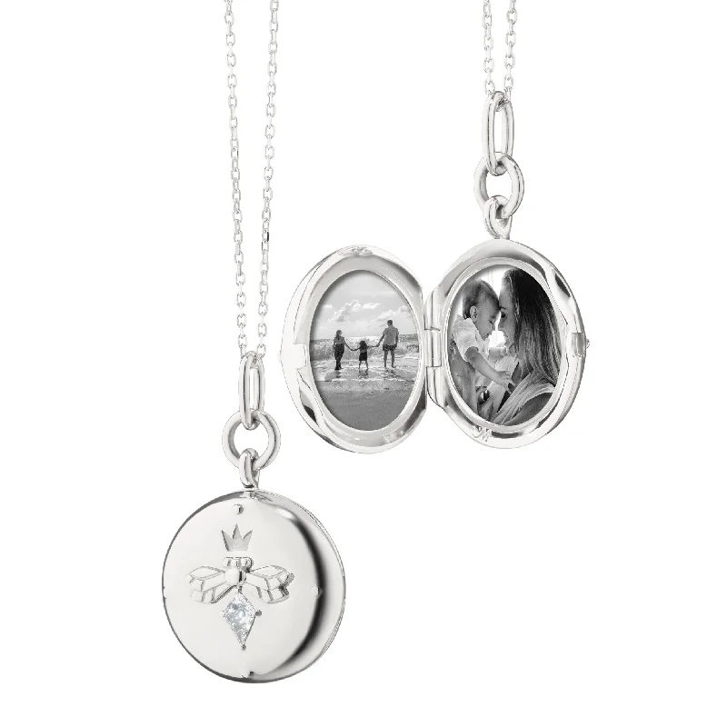 personalized heart necklace for special occasions-"Queen Bee" Sterling Silver Locket Necklace