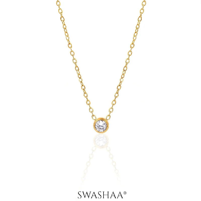 zodiac pendant necklace for horoscope lovers-Sitara Solitaire 18K Gold Plated Necklace