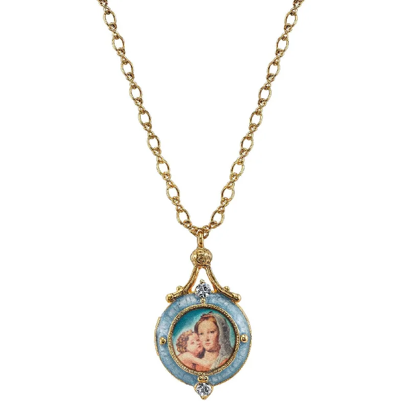 birthstone necklace gift-Symbols Of Faith Enamel Mary And Child Locket Necklace 18"