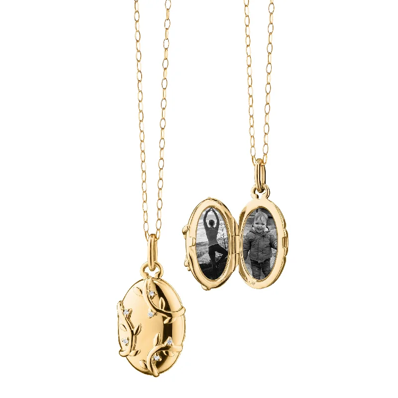 heart-shaped pendant for layering-The 18K Gold Vine Locket Necklace