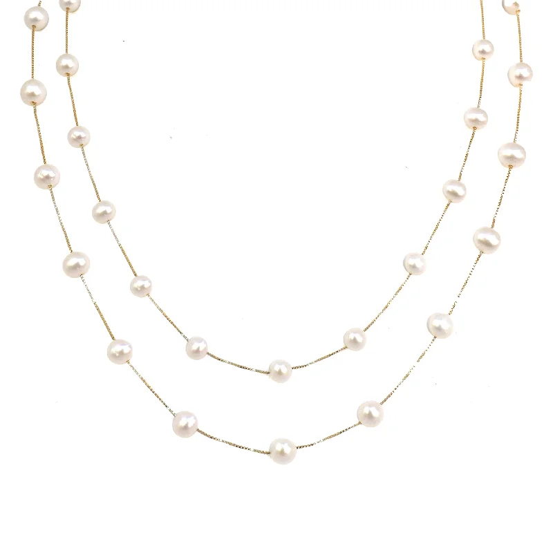 infinity knot necklace for gifts-Elizabeth Pearl Necklace - Gold Coated & Freshwater Pearls