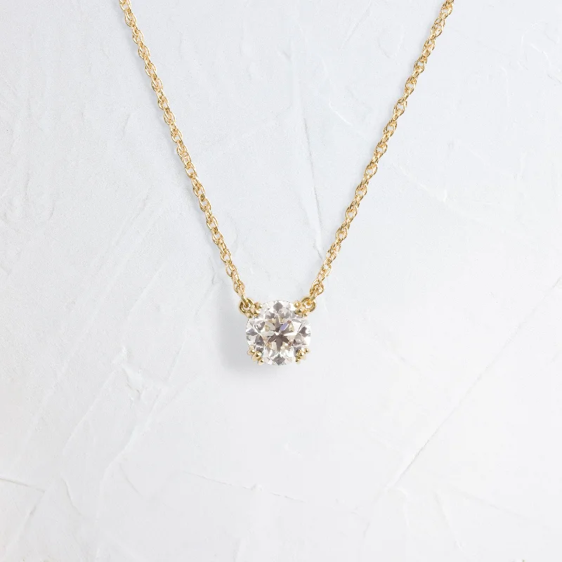 layered gold necklace for layering-Threaded Necklace, 0.7ct. Champagne Diamond