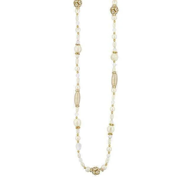 simple round pendant necklace-Antiquities Couture Faux Pearl And Crystal Rope Necklace 38"