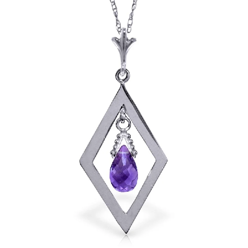 stylish black necklace for men-0.7 Carat 14K White Gold Life's Heart Amethyst Necklace