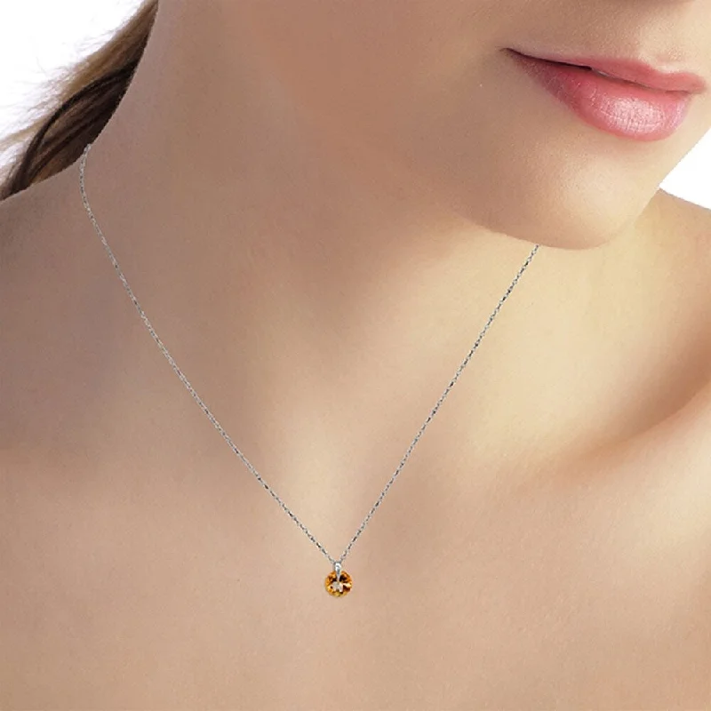 nature-inspired pendant necklace-0.8 Carat 14K Solid White Gold 6mm Citrine Necklace