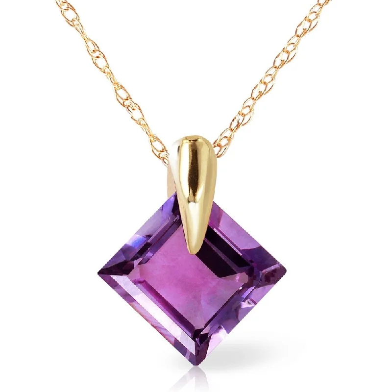 simple moon pendant necklace-1.16 Carat 14K Gold Necklace Natural Purple Amethyst