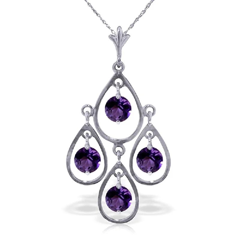 custom gemstone pendant necklace for her-1.2 Carat 14K Solid White Gold Full Moon Amethyst Necklace