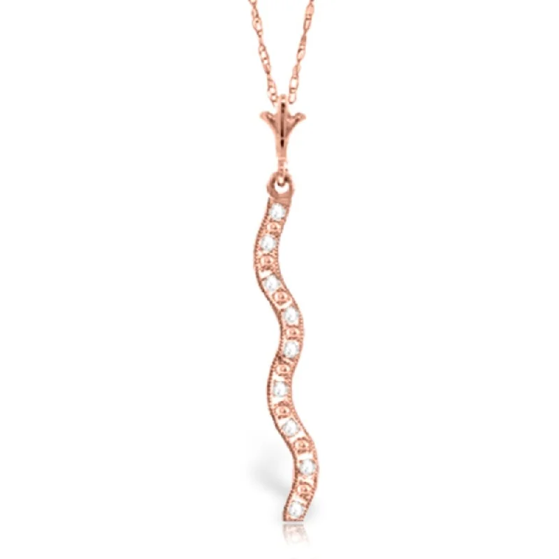 cute and simple gold necklace-14K Rose Gold Bar Natural Diamond Necklace