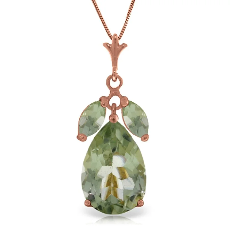 elegant ruby necklace-14K Rose Gold Natural Green Amethyst Necklace Jewelry