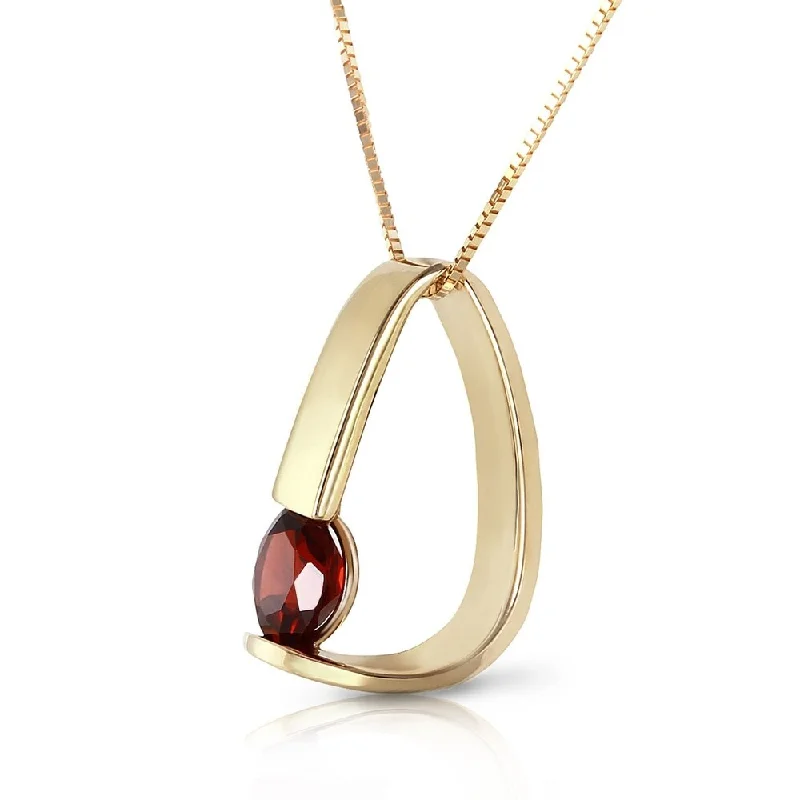 elegant diamond pendant necklace-14K Solid Gold Modern Necklace with Natural Garnet