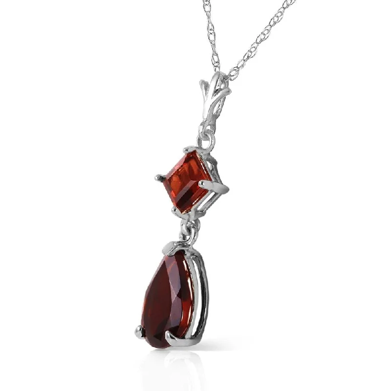 zodiac pendant necklace for horoscope lovers-2 CTW 14K Solid White Gold Granted Wishes Garnet Necklace