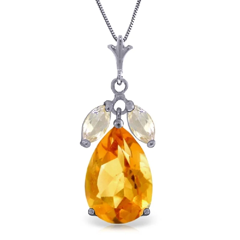 diamond necklace for special occasions-6.5 Carat 14K Solid White Gold Necklace Citrine White Topaz